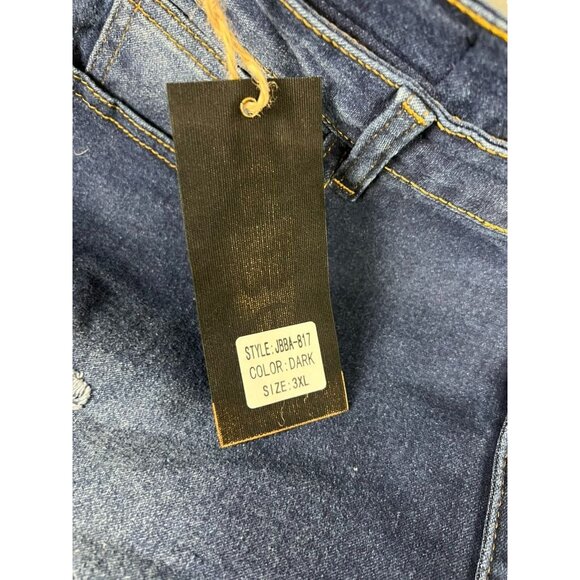 Big But Adorable Women's Denim Jeans 3XL Dark Wash Distressed Style JBBA-817 New - Picture 5 of 9
